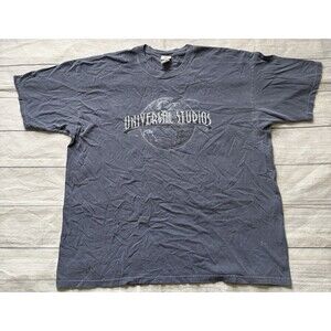 Vintage 90s Universal Studios Orlando World Globe T Shirt Size XL Gray Distress